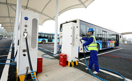 china's largest e-bus charging station opens in hangzhou